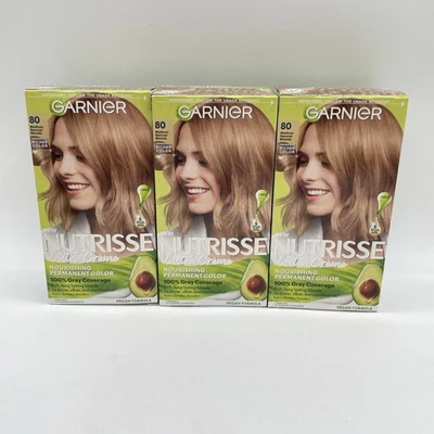 Garnier Color Nutritivo Permanente Crema 80 Medio Rubio Natural Paquete de 3 Foto 1 de 4