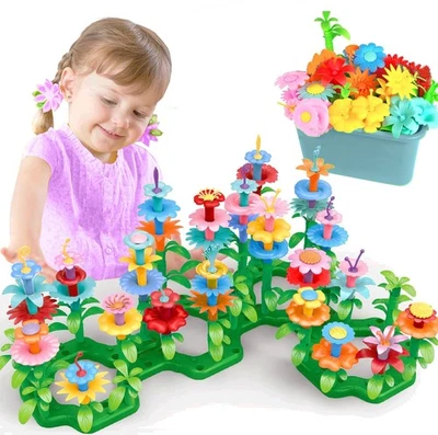DELEX Flower Garden Building Toy Set 144 pieces STEM for Girls & Boys Age 3 Plus