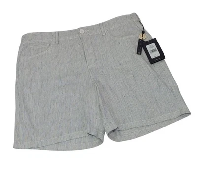 NYDJ  5 Pocket Short Slubby Stripped Linen Blend Bermuda Shorts Size 12 - Image 1 of 4