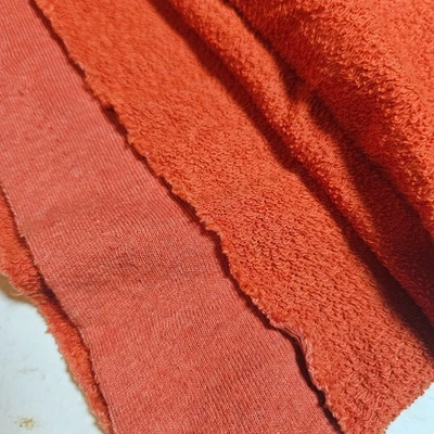 Tecido elástico Terry laranja queimado | 39 x 60 | Textura de laço de malha macia - Imagem 1 de 2