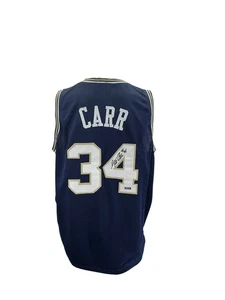 Camiseta deportiva Austin Carr firmada autografiada Notre Dame azul marino personalizada testigo - Imagen 1 de 2