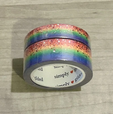 НОВЫЙ Просто Позолоченный Радужный Омбр с Фиолетовой Лентой Звездной пыли washi 10 и 15 мм рулоны - Изображение 1 из 2