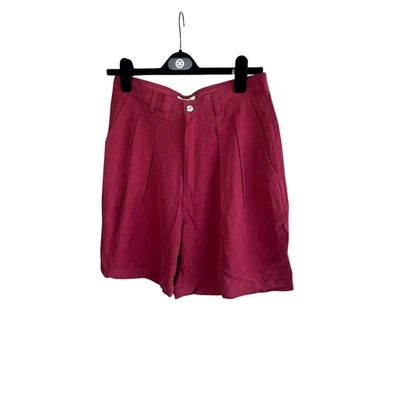 Shorts Tommy Bahama Vintage Vermelho Escuro 100% Seda Plissado Frontal Tamanho 12 - Imagem 1 de 4