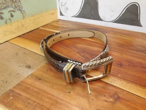 Cinturón con bisagras de cuero marrón Brighton para mujer talla S #44209 hecho en EE. UU. - Imagen 1 de 9