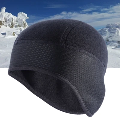 Winter Skull Cap Thermal Fleece Helmet Liner Windproof Beanie Hat with Ear Cover - Image 1 of 4