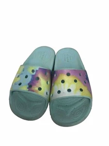 Crocs Tye Dye Slides Girls Size 13 Colorful Vibrant Summer - Picture 1 of 13