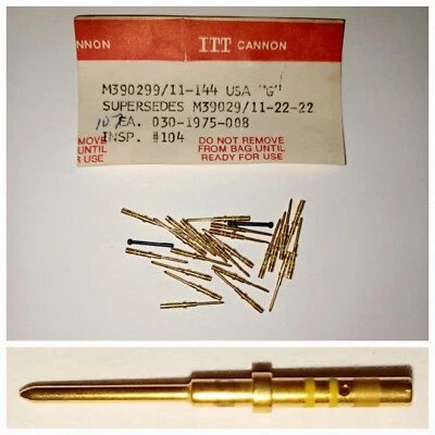 LOTE de 21* ITT CANNON M39029/11-144 24-20AWG macho NOS TERMINALES PINES Foto 1 de 2