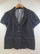L.A. Blues Dark Grey Cotton Blend Denim Ruffled Short Sleeve Women's Shirt 20W