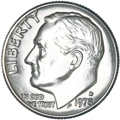 1978 D Roosevelt Dime Gem BU Coin Cover