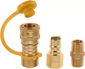 3/8" Propane Quick Connect Adapter Fittings Low-Pressure Gas Grill & Appliance - Picture 1 of 12
