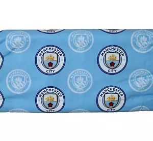 Manchester City Football Club Logo Pattern MLS Cotton Fabric 1/4 Yard 9” X 44” - Picture 1 of 20