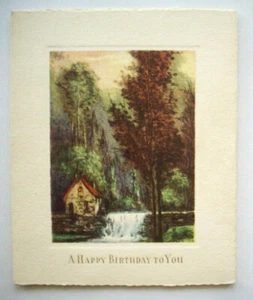 30's Mill by waterfall Birthday greeting card *B2 - Picture 1 of 3