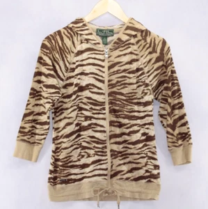 Lauren Active Ralph Lauren Women's Animal Print Hoodie Cotton Knit Sz M - Picture 1 of 6
