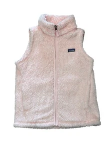 Patagonia Vest Jacket Youth Girls Size 14 Pink Fuzzy Fleece Los Gatos Logo - Picture 1 of 3