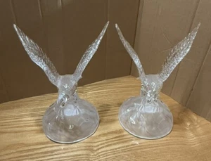 Paar Adler schöne Kristallglasstatuen 8" groß amerikanisch, patriotisch, Freiheit - Bild 1 von 15