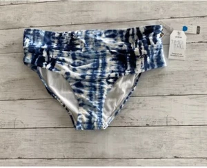 Time And Tru Women’s Blue Tie Dye High Waist Fold Over Swim Bottom 1X (16W-18W) - Picture 1 of 6