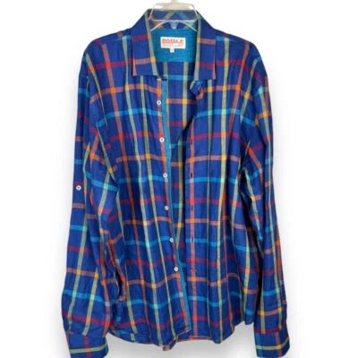 Mens Inserch 100% Linen Plaid Shirt Size XL Colorful Rainbow Bright Preppy Bold - Image 1 of 4