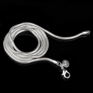925 Silver Plated 1 mm Snake Chain Men's Women's Necklace 16" 18" 20" 22" 24" - Picture 1 of 5