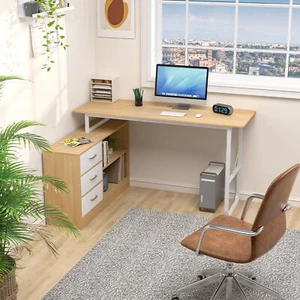 L Shaped Computer Desk L Shaped Corner Computer Desk Laptop Study Writing Table - Picture 1 of 13