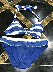 Bikini Lauren Ralph Lauren blu e bianco acquerello taglia 8 - Foto 1 di 3