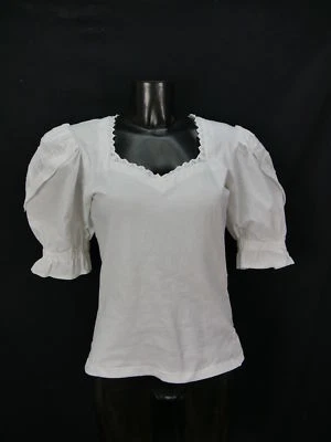 Gr.36 Trachtenbluse C&A Landhaus weisse luftige Baumwolle mit Spitze TB2488 - Bild 1 von 4