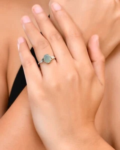 Moss Agate Ring Natural Moss Agate Ring, Silver Ring Statement Ring Gift For Her - Picture 1 of 3