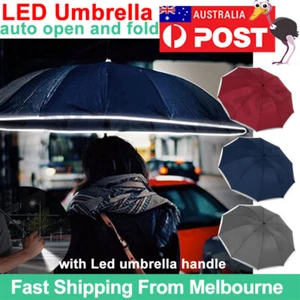 3 Fold Reverse Automatic Rain Sun Umbrella Anti UV Windproof LED Travel Parasol - Picture 1 of 15