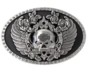 Harley Davidson women's willie G skull wings with rhinestones belt buckle HB1 - Picture 1 of 1