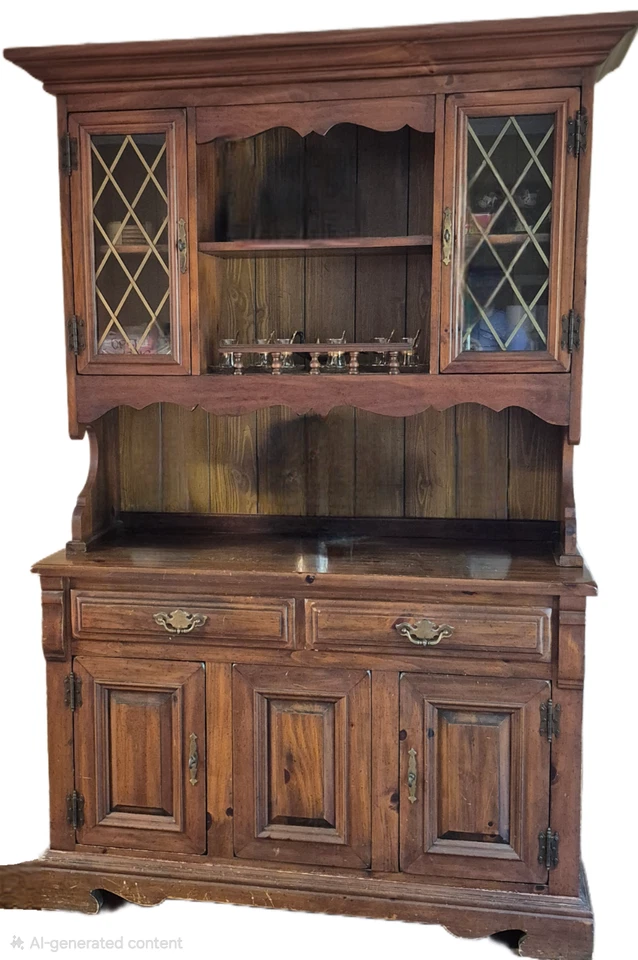 Dark Wood Dining Buffet with glass doors - Image 1 of 1