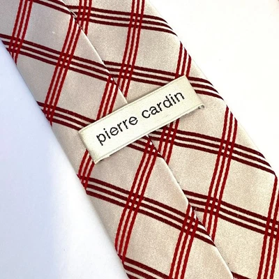 Праздничный галстук в клетку Pierre Cardin бежевый с клетчатым узором 60,5 x 3,25 дюйма - Изображение 1 из 4