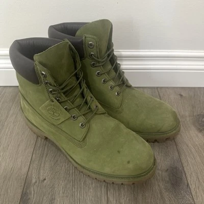 Timberland Premium 6 in Botas Hombre 12 Verde Oliva Nubuck Impermeable Aislado Foto 1 de 4