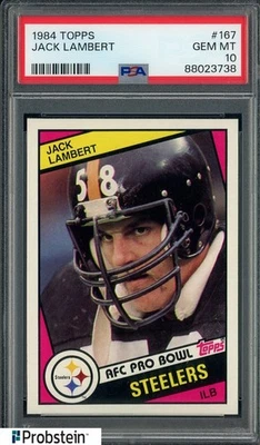 1984 Topps Football #167 Jack Lambert Pittsburgh Steelers HOF PSA 10 GEM MINT - Image 1 of 2