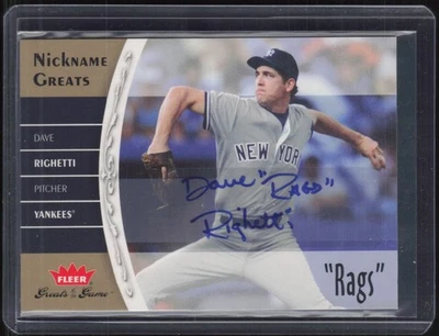 2006 Fleer Nickname Greats of the Game "Rags" Dave Righetti Auto Autograph - Image 1 of 2