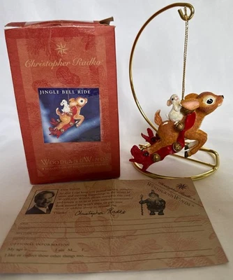 Christopher Radko Woodland Winds "Jingle Bell Ride" Rena 3,75" Comprimento 1998 - Imagem 1 de 4