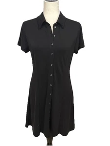 Vestito Mini Camicia Polo Media Gap Manica Corta Nero Nuovo - Foto 1 di 11