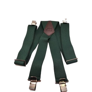 Work Suspenders Men 2" Elastic Green Made in USA Adjustable - Picture 1 of 6