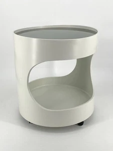 * SPACE AGE DESIGN COUCHTISCH WEIß OPAL LUNA 1970er BEISTELLTISC - Bild 1 von 10