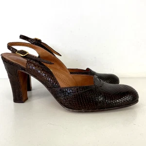 Migar Handmade Spanish Vintage Snakeskin Heeled Slingback Shoes Size EU 38 UK 5 - Imagen 1 de 11