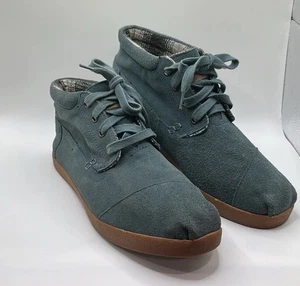 Toms Chukka Boot Genuine Suede Leather Green Womens 9 Laced Rubber Sole unisex - Picture 1 of 13