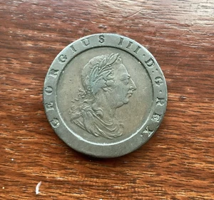 GEORGIUS III - D:G - REX. 1797 BRITANNIA KING GEORGE PENNY COPPER CARTWHEEL - Picture 1 of 2