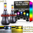H11 H8 H9 H16 LED Fog Light Bulbs Dual Color  6K White + 3K Yellow Strobe Flash