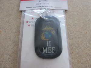 Key Chain US Marine Corps II MEF Dog Tag with chain necklace Silver--NEW - Picture 1 of 1