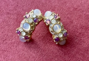 Beautiful Moonstone Half Hoop earrings - Picture 1 of 5
