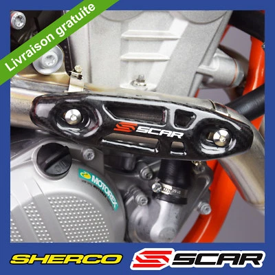 SHERCO SEFR 250 300 450 SCAR UNIVERSAL CARBON EXHAUST MANIFOLD PROTECTION - Image 1 of 3