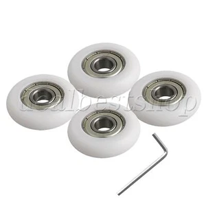 8pcs Plastic Ball Bearing Pulley Round Wheel 10x40x10mm Load 83KG White - Picture 1 of 8