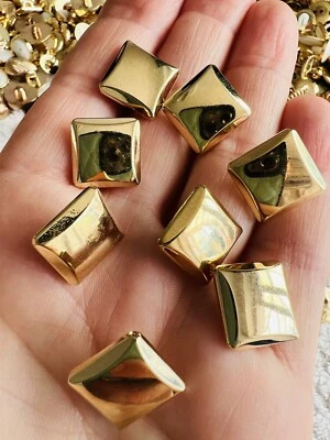 8 X Gold Square 13mm Blouse Dresses Buttons Cardigan Ref210 - Image 1 of 4