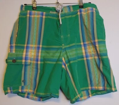 Pantalones Cortos Polo Ralph Lauren Para Hombre Medianos Verdes Cuadros Carga Natación Vacaciones De Colección Años 90 Foto 1 de 4
