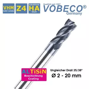 VHM Schaftfräser HPC Fräser Z4 für VA - mit ungleichem Drall 35/38° VOBECO - Bild 1 von 1