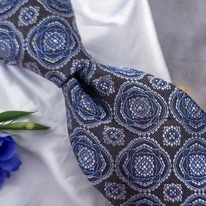 JOSEPH ABBOUD Men's Tie, 100% Silk, Medallion Pattern, Blue & Black Necktie NWT - Picture 1 of 12