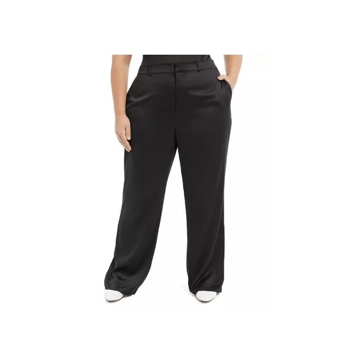 Danielle Bernstein Satin Pants-Black Plus Size 22W P3606